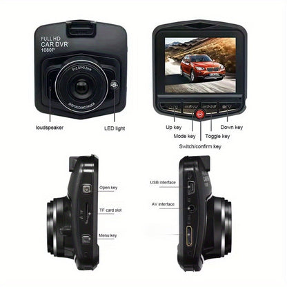 1080P Dash Cam for Cars – 2.2" LCD Display, Continuous Loop Recording, 24/7 Parking Surveillance, Motion Detection, No Battery Required