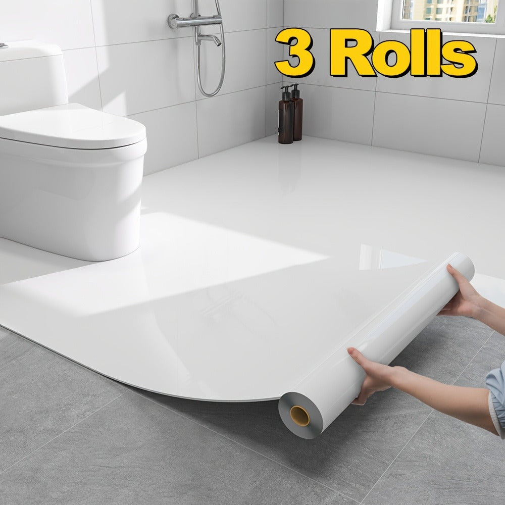 Self-Adhesive Marble Vinyl Floor Wallpaper 3 Rolls 23.62x197.75in – Oil-Proof Anti-Slip, for Entryways, Bedrooms and Living Spaces