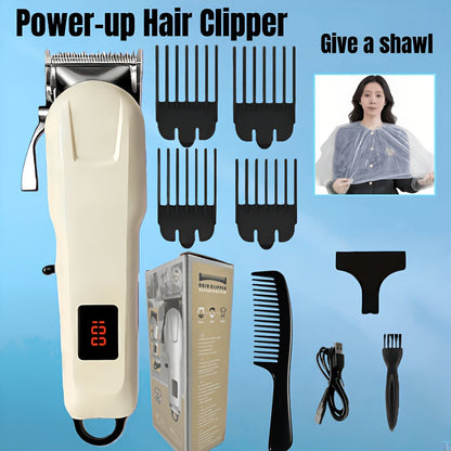 Hair Clipper Kit with Scissors for Home & Salon – Professional Stainless Steel Blade, Digital Display, USB Rechargeable Hair Cutting Set
