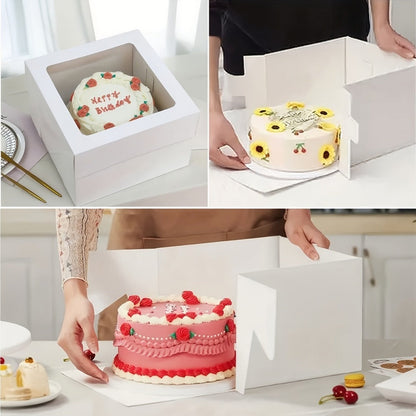 Cake Boxes with Window 12x12x8 Inch - 10 Pack White Lid Disposable Cake Box - Large Bakery for Entryways, Bedrooms and Living Spaces