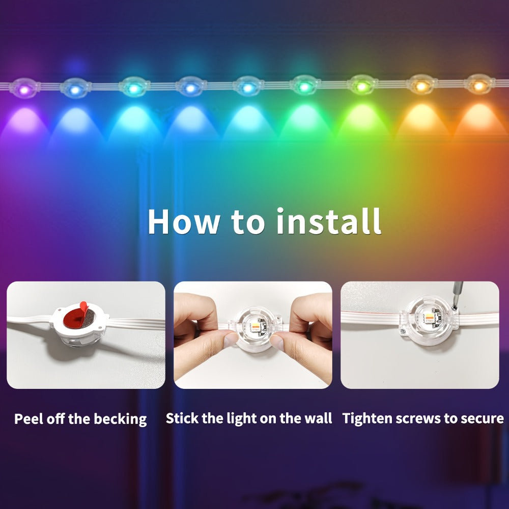 Permanent Eave Lights RGB Outdoor 200FT - Music Sync, Scene Modes, App Controlled Under Eave LED Lighting for House Exterior