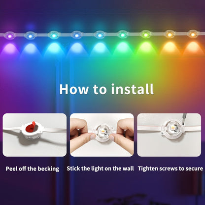 Permanent Eave Lights RGB Outdoor 200FT - Music Sync, Scene Modes, App Controlled Under Eave LED Lighting for House Exterior