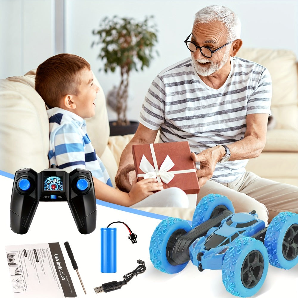 Remote Control Car, Double-Sided 360-Degree Flip Stunt Model with LEDs, 2.4GHz Control and 1400mAh Battery