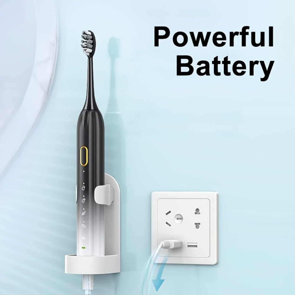 Sonic Electric Toothbrush IPX8 Waterproof USB Rechargeable with 5 Replacement Brush Heads, Smart Timer, Metal Shaft