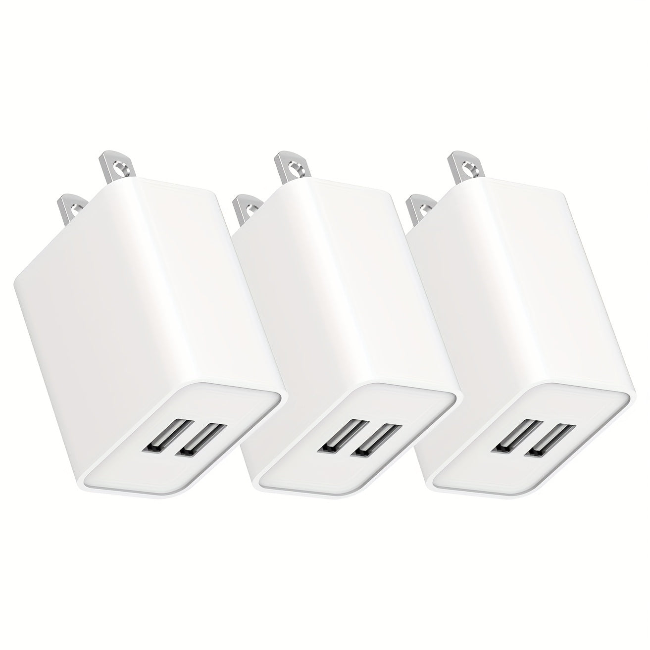 USB Wall Charger Cube Multi-Pack 2/3/4-Pack Dual Port 5V 2.1A with Short Circuit Protection