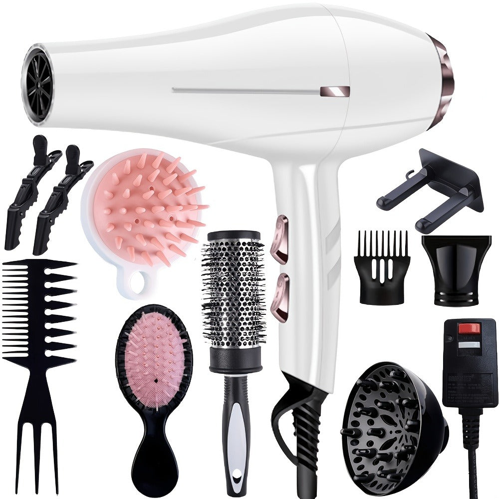 Handheld Hair Dryer with Six Color and Accessory-Package Selections, Rear Intake and Inline Plug Control