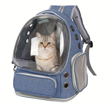 Cat Carrier Backpack Bubble Window Space Capsule Transparent Breathable Travel Bag for Cats & Kittens, Airline Approved Zipper & Pet Door