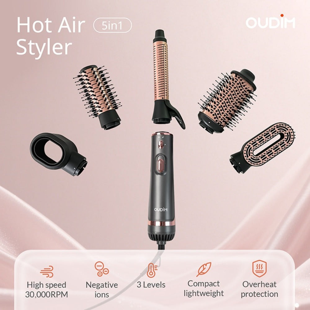 Negative Ion Hair Dryer Brush 4-in-1 Hot Air Styler, Curl, Straighten, Scalp Massage & Blow Dry, Adjustable Heat & Wind Speed