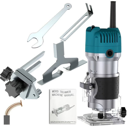 Wood Router Carving Machine Electric Trimmer, Wood Slotting, Drilling & Engraving Tool with Optional 15pc Milling Cutter Set