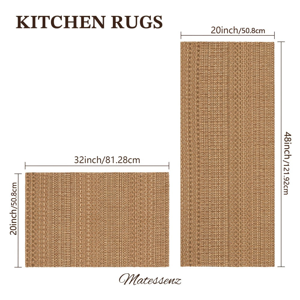 Braided Woven Indoor Rug with 2 x 3-Foot to 6 x 9-Foot Sizes and One Two-Piece Gray Mat Set