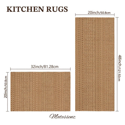 Braided Woven Indoor Rug with 2 x 3-Foot to 6 x 9-Foot Sizes and One Two-Piece Gray Mat Set