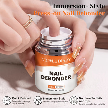 Press On Nail Debonder Remover 80ml – Fast 3-5 Second Soak-Off Liquid for False Tips, Rhinestone Glue Remover, No Damage Easy Dissolve