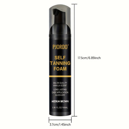 Sunless Tanning Mousse Kit 6-Piece Set with Mitt Applicator – Self Tanner Foam 1 Hour Fast Tan No Fake Smell
