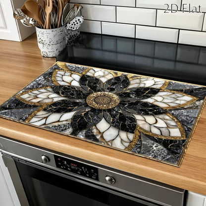 Stove Protector Mat Heat Resistant Non-Stick Reusable Gas Stove Liner Marble Pattern for Gas Stove Glass Cooktop Induction Cooker Oven