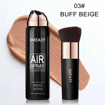 IMEASY 70ml Air-Spray Liquid Foundation and Flat-Top Brush Set in Shade Codes 01, 02 or 03
