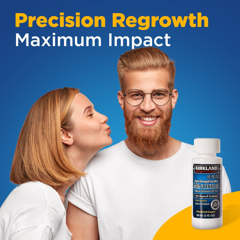 Minoxidil 5% Extra Strength Topical Solution for Men Hair Regrowth - Kirkland Signature 6-Month Supply