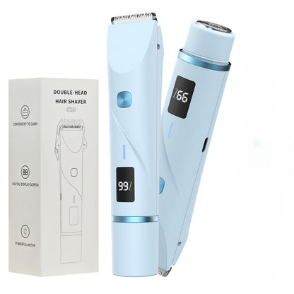 Electric Shaver 2-in-1 Dual-Head Bikini Trimmer with Digital Battery Display and Waterproof Wet/Dry Use