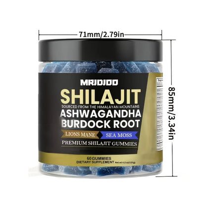 Himalayan Shilajit Gummies with Manuka Honey, Fulvic & Humic Acids, Sucrose-Free Natural Formula for Energy