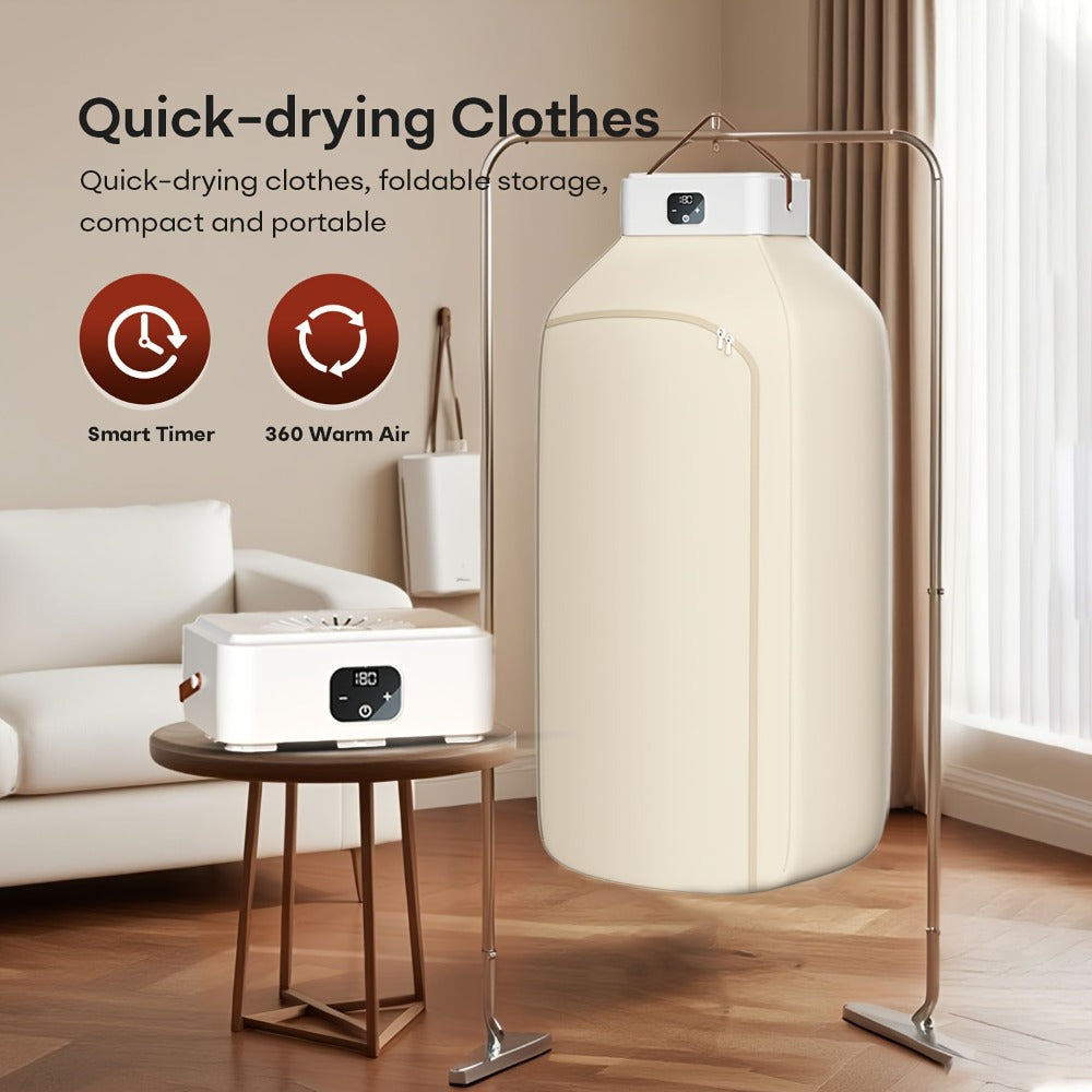 Mini Dryer Machine 600W Portable Clothes Dryer Dual Mode Quiet Operation Timer 1H 2H 8H Energy Efficient for Apartments Dorms RVs Travel
