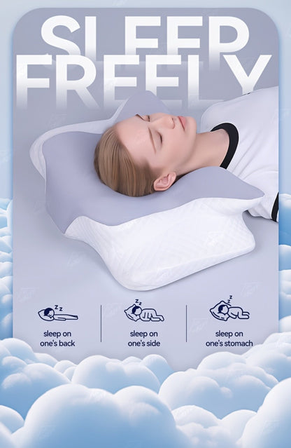 Cervical Neck Pillow for Sleeping - Butterfly Contour Memory Foam Support for Back & Side Sleepers