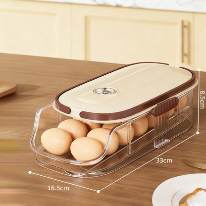 Egg Rack Kitchen Organizer Double-Row Auto-Rolling Dispenser with One, Two or Three Layer Options
