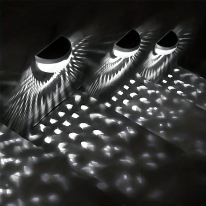 Six-Piece Solar Wall Light Set with Fan-Beam Pattern, 9 x 6.5 x 5cm Black Shells and Two Light Colors