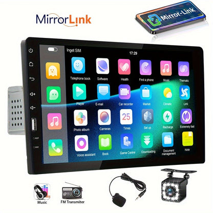 Single DIN 9 Inch Car Stereo – 1080P 2.5D HD Touchscreen MP5 Player, Mirror Link, FM Radio, AUX, USB, External Mic & Rear View Camera
