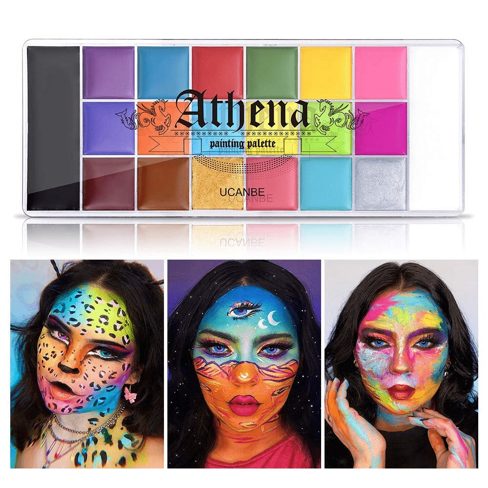 Oil-Based Face Body Paint Palette 20 Colors 168g – Halloween SFX Makeup Kit Black White Flash Tattoo Cosplay