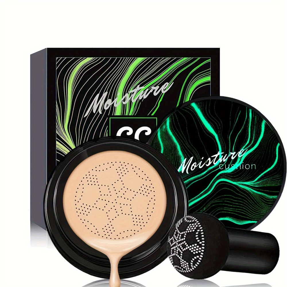 Two-Piece Moisture CC Air Cushion Foundation Set with Mushroom Puffs and Two Matched Shade Options