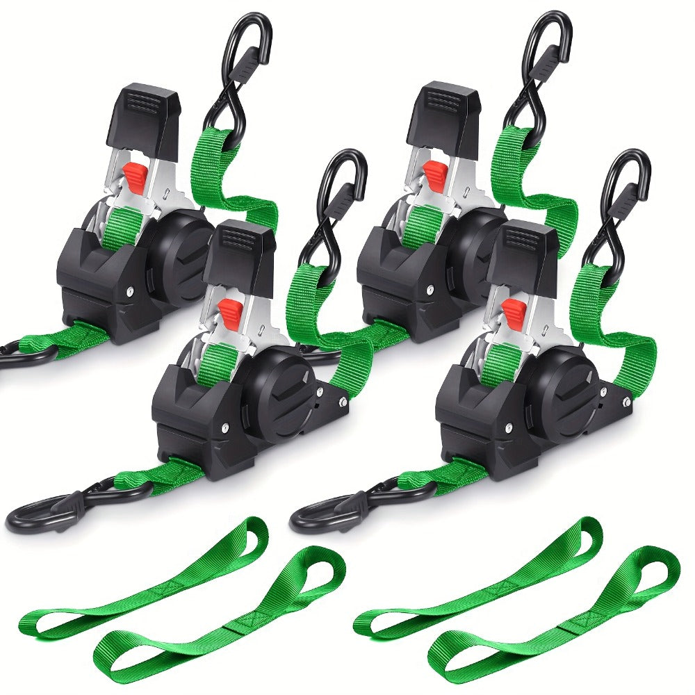 Retractable Ratchet Straps with Extension Strap for Entryways, Bedrooms and Living Spaces, with Listed Configuration