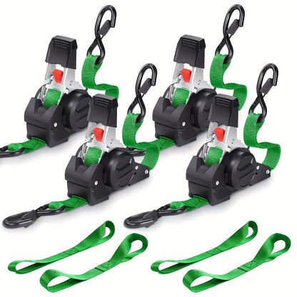 Retractable Ratchet Straps with Extension Strap for Entryways, Bedrooms and Living Spaces, with Listed Configuration