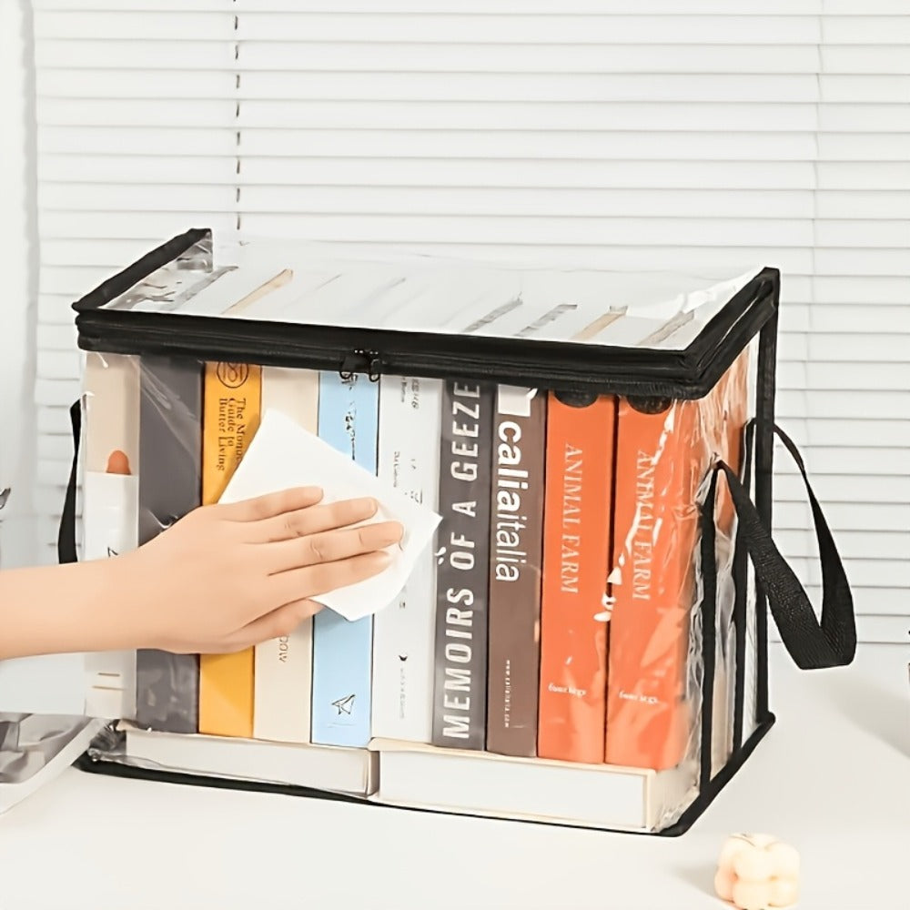 Clear-Sided Zipper Storage Bags with Black Webbing Handles and Double-Zipper Tops in Three- or Four-Piece Sets