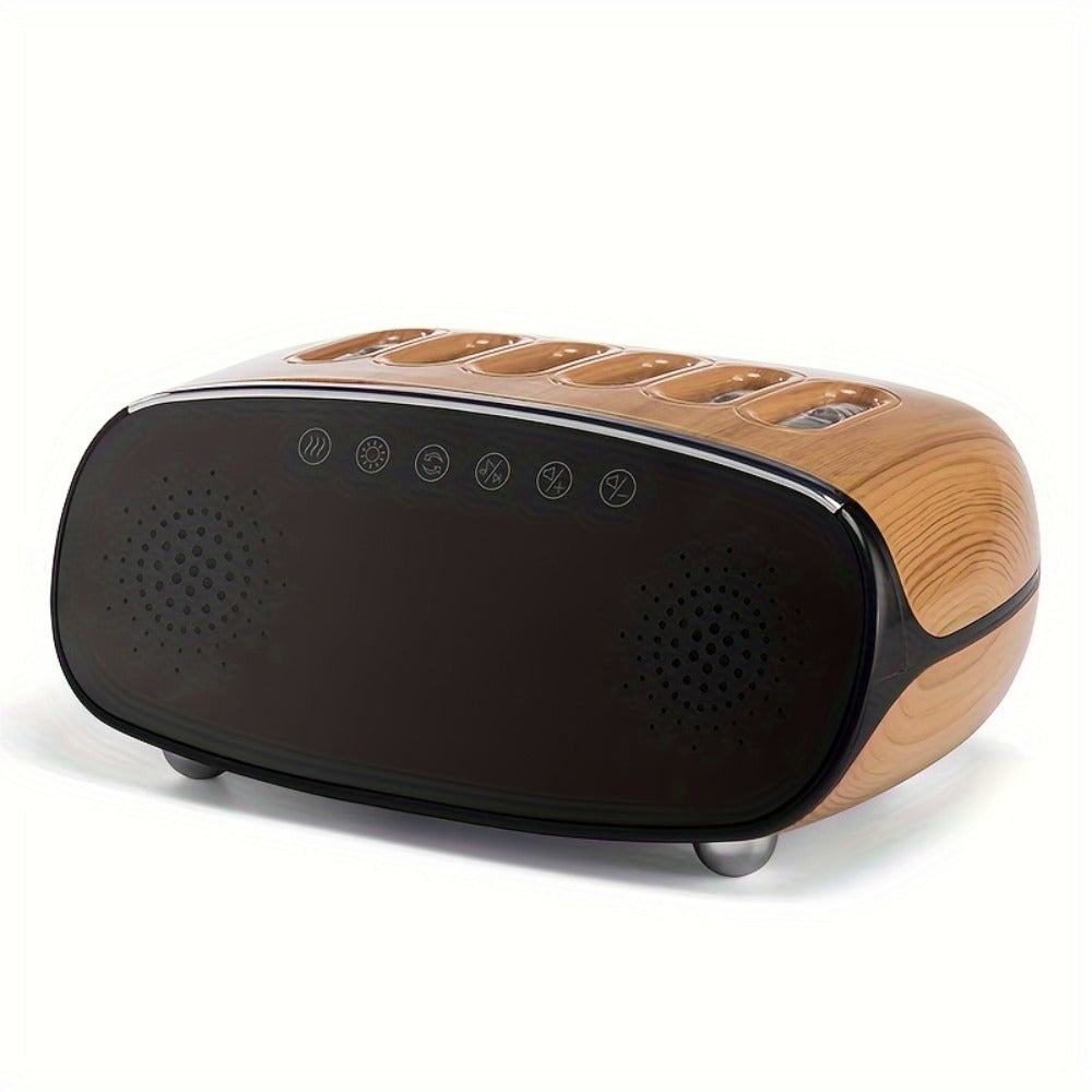 Humidifier with Bluetooth Speaker, LED Alarm Clock, Remote Control and Wood-Grain Desktop Body