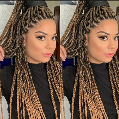 Long Box-Braid Wig with Full Lace Cap in 26- or 38-Inch Lengths and Four Lettered Color Options