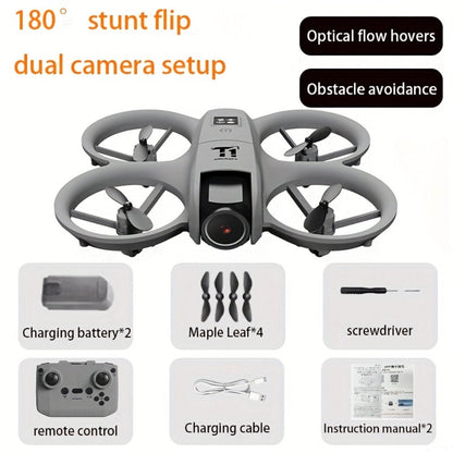 180° Rotating Dual Camera Drone Optical Flow Positioning Gyroscope Stabilization 360° Roll One-Button Takeoff Landing Calibration
