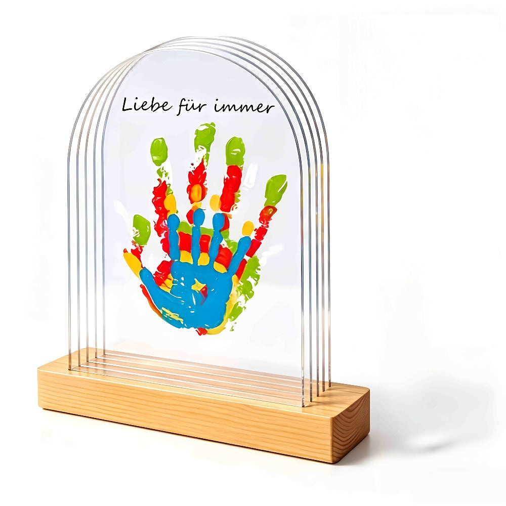 Family Handprint Kit with 4 Slots & 6 Colors, Memory Frame Keepsake Gift for Entryways, Bedrooms and Living Spaces