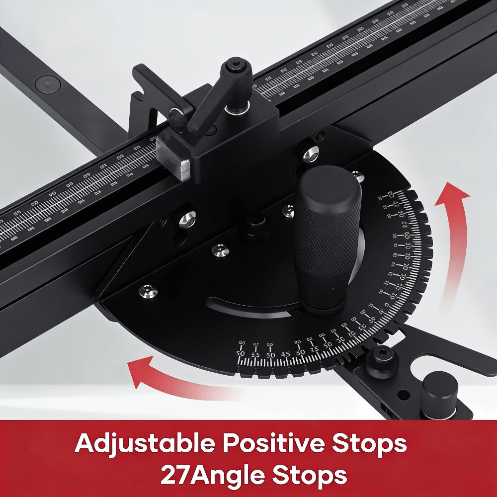 400mm Woodworking Angle Gauge with Adjustable Fence & Guide Rail – Precision Miter Measuring Tool Compatible with 30mm & 45mm T-Track