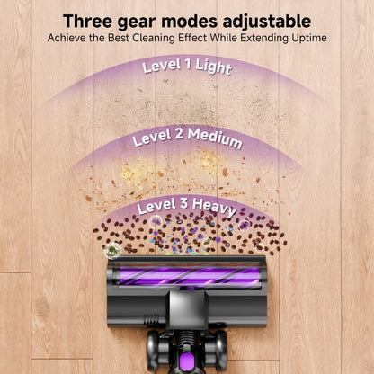 Cordless Three-Speed Stick Vacuum Cleaner with Detachable Battery, LED Floor Brush and Seven Colors