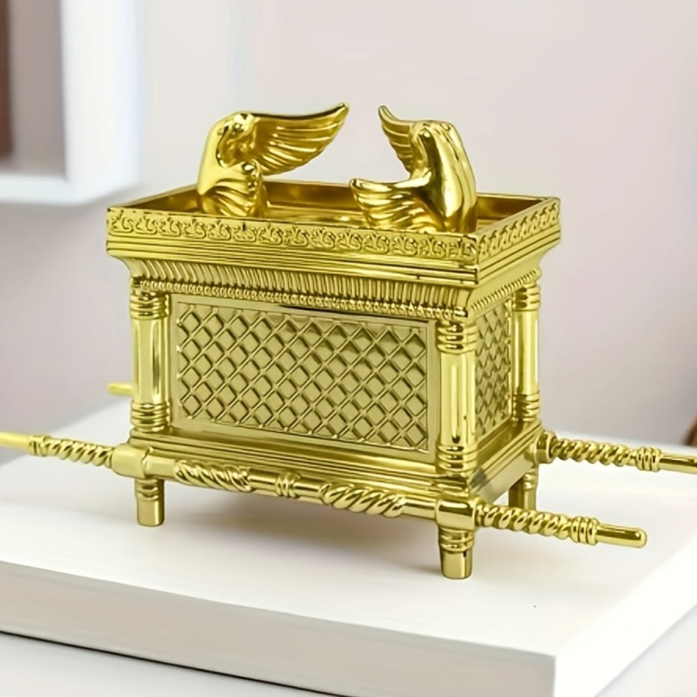 Ark of the Covenant Figurine – Golden Artisan Tabletop Statue, Spiritual Religious Decor for Home & Office, Hanukkah