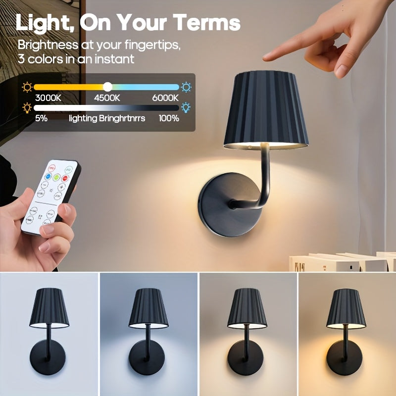 LED Wall Sconce Touch Dimmable Remote Control USB Powered Battery Backup 3 Color Temperatures for Entryways, Bedrooms and Living Spaces