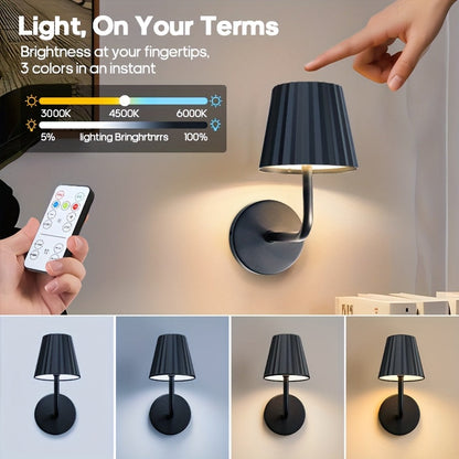 LED Wall Sconce Touch Dimmable Remote Control USB Powered Battery Backup 3 Color Temperatures for Entryways, Bedrooms and Living Spaces