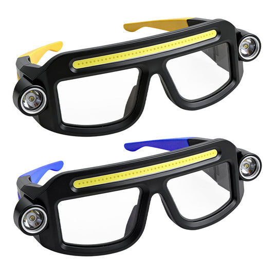 LED Headlamp Glasses 2-Pack, Head-Worn Flashlight with Flashing Mode for Night Running, Cycling, Fishing, Camping, Hiking