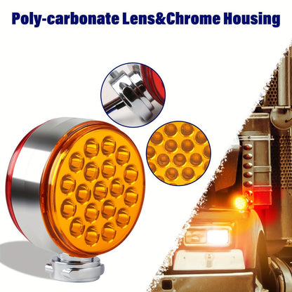 Truck Pedestal Lights Kit 4 Pack – 2pcs 4 Inch Round Double Face LED Turn Signal Lights 38-LED & 2pcs 3 Inch Round Double Face LED Marker
