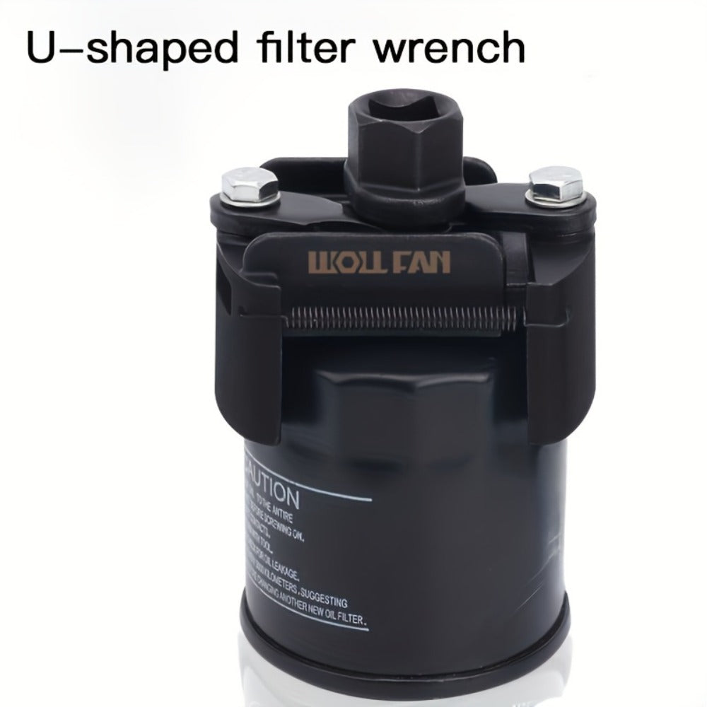 Adjustable Oil Filter Wrench – U-Shape Double Jaw Reversible Design, Hex Socket & Knob Control, Heavy-Duty Metal