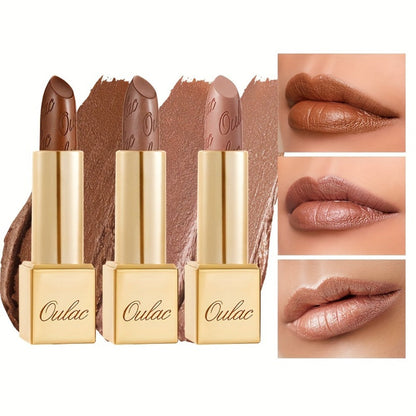 Lipstick Set, Oulac 3-Piece Metallic Finish Collection with Set 4 or Set 5 Color Selections