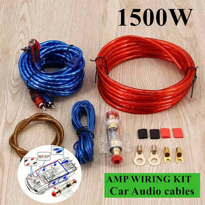 Amplifier Wiring Kit 10 Gauge 1500W – Complete Car Audio Amp Install Kit with RCA Cable, Power & Ground Wire, Remote Cable, AGU Fuse Holder