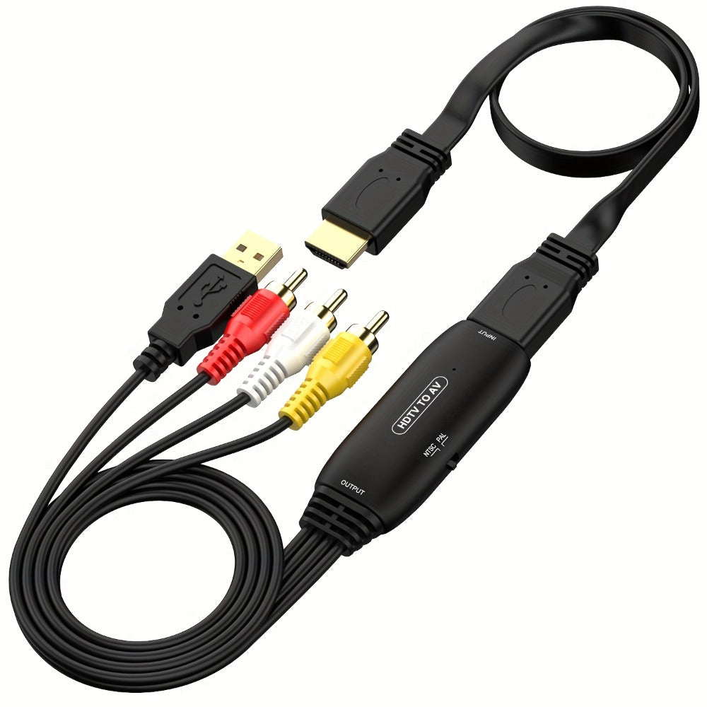 HDMI to RCA Converter Adapter for Fire Stick Roku Apple TV Android Box, Plug & Play, Supports 1080P PAL/NTSC