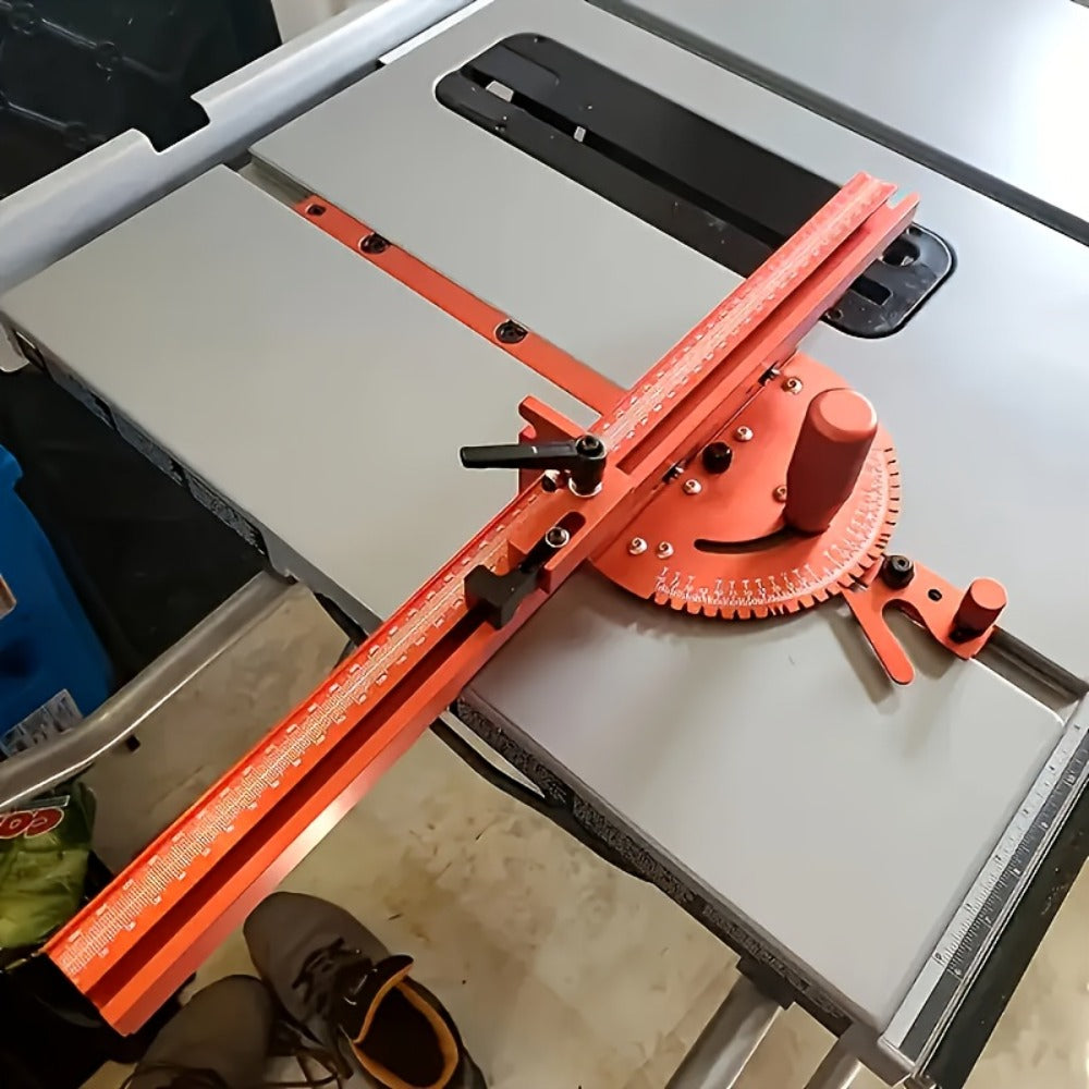 400mm Woodworking Angle Gauge with Adjustable Fence & Guide Rail – Precision Miter Measuring Tool Compatible with 30mm & 45mm T-Track