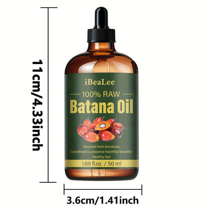 Hair Oil Batana 50ml Amber Dropper Bottle with Cold-Pressed Formula for Hair-Length, Brow and Lash Application