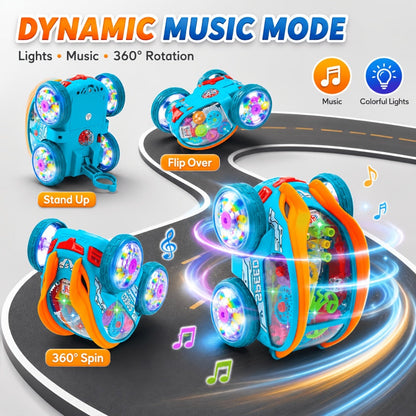 Dump Truck Toy Car with Colorful LED Lights & Music, Auto Rolling Construction Vehicle Toy for Toddlers Kids Ages 2+